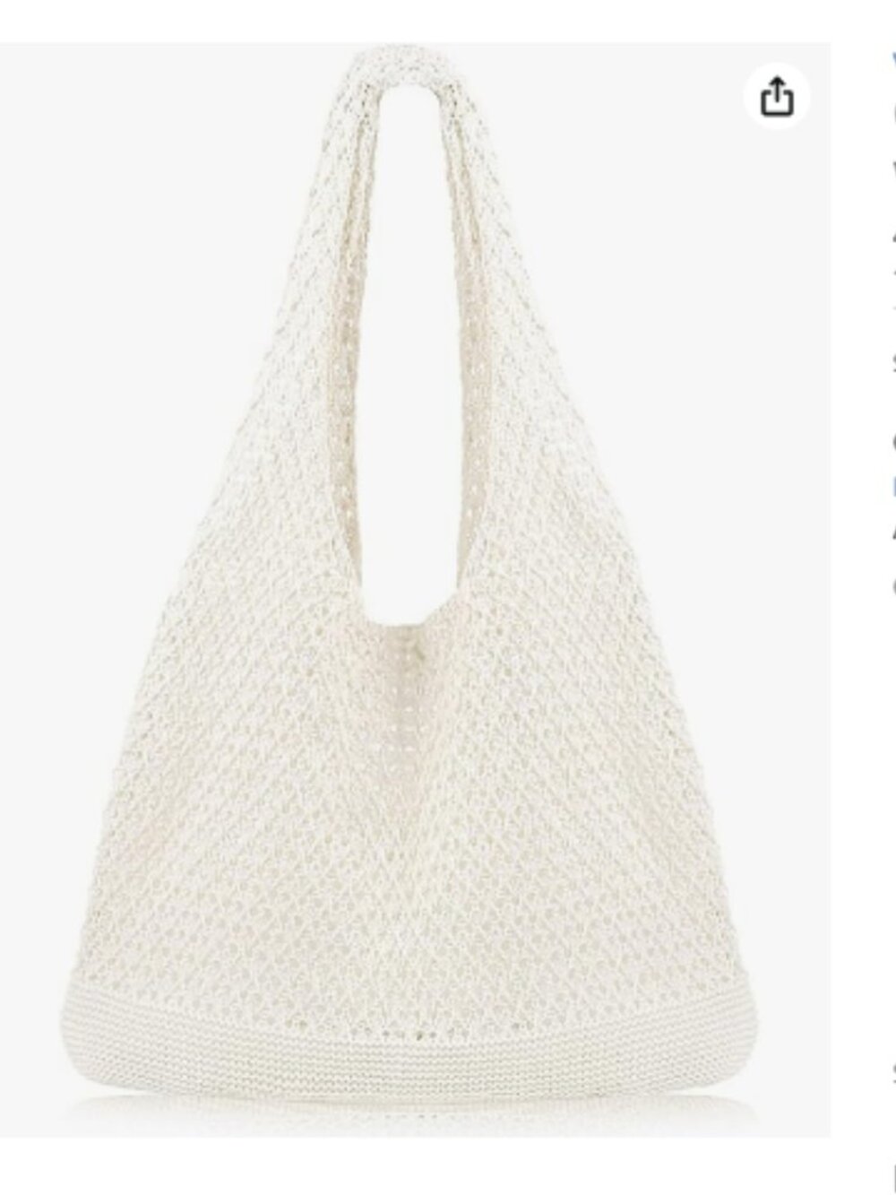 Crochet Beach Tote Bag Women’s Knit Mesh Boho Summer Shoulder Bag